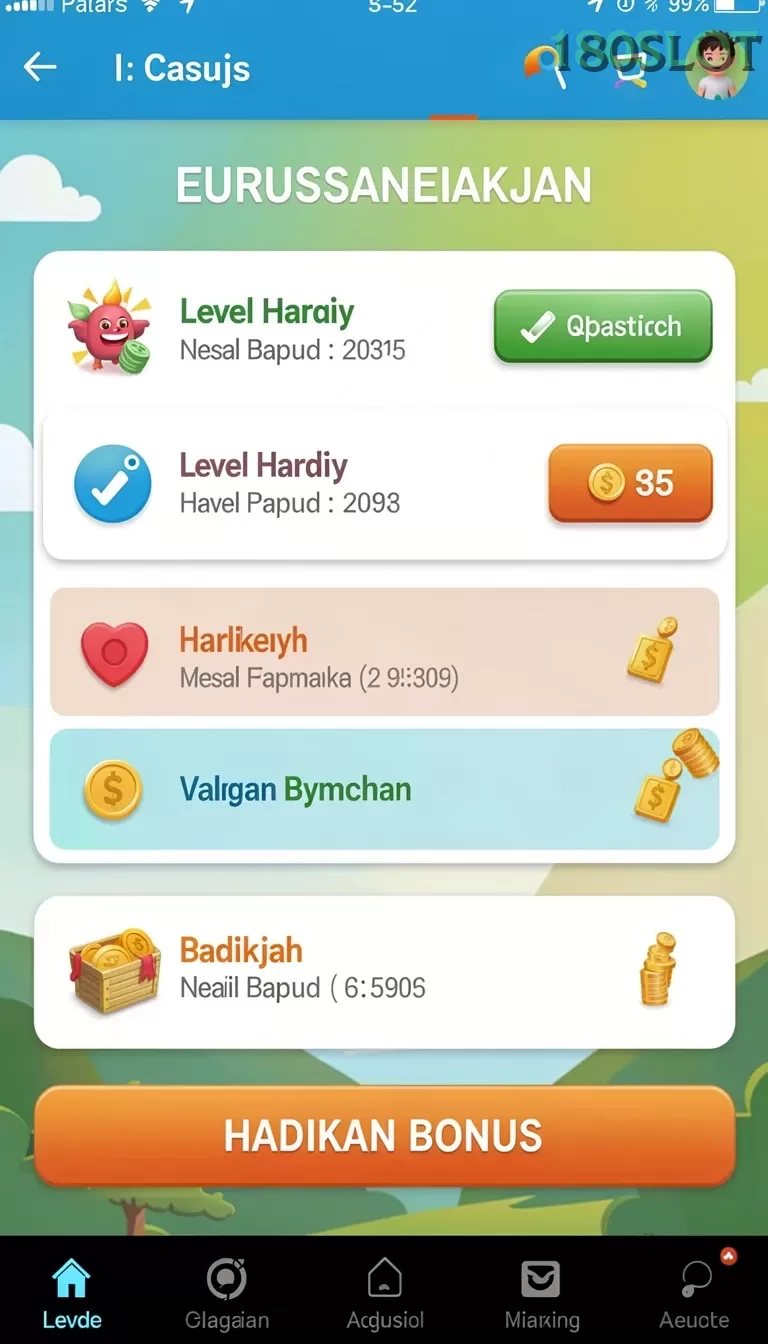 Cuplikan layar IND777 — menu navigasi